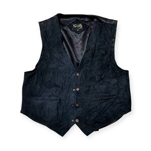 Scully Western Suede Leather Vest XXL Black Snap Front Cowboy Biker Steampunk